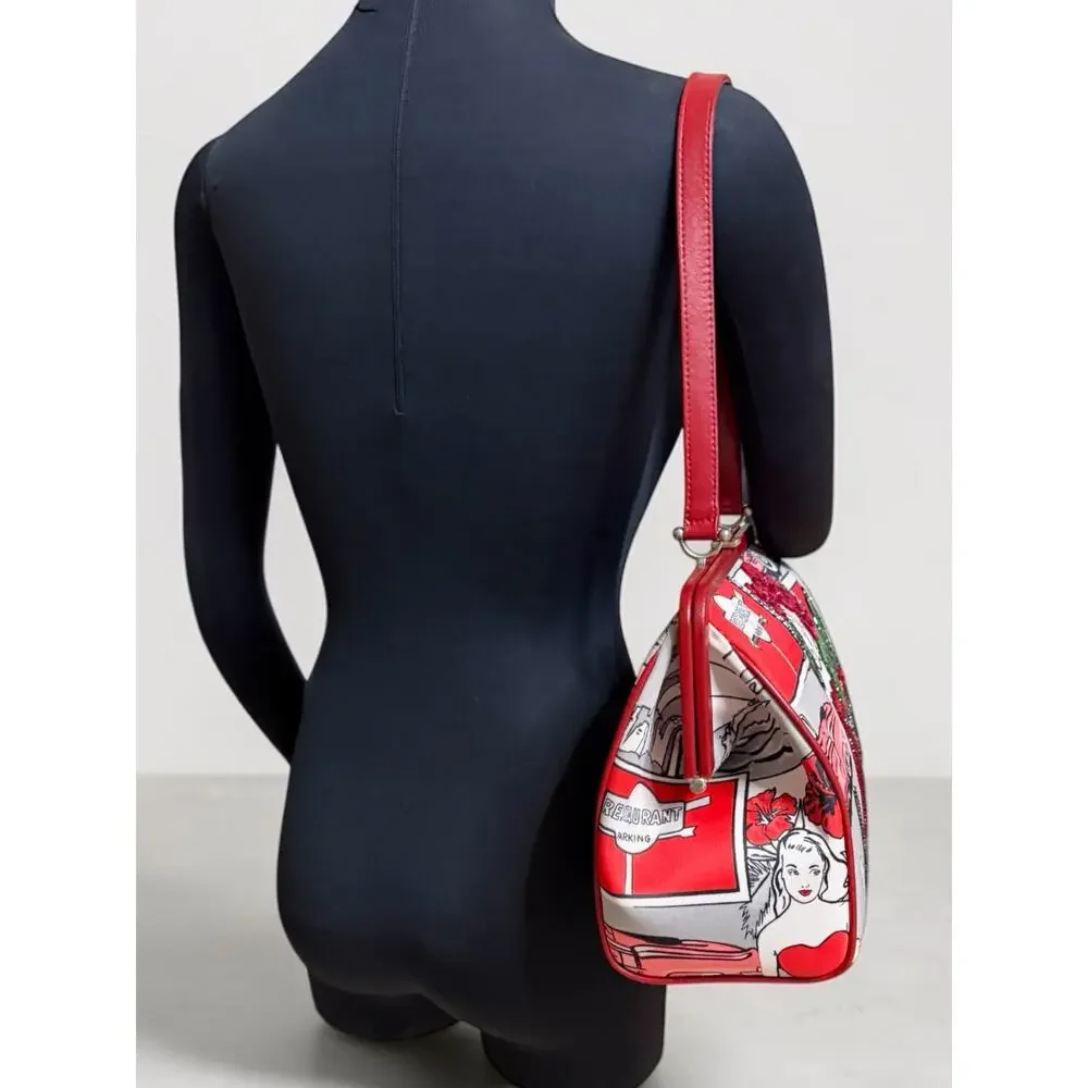 Y2K Isabella Fiore Hollywood Pop Art Beaded Satchel Frame Bag